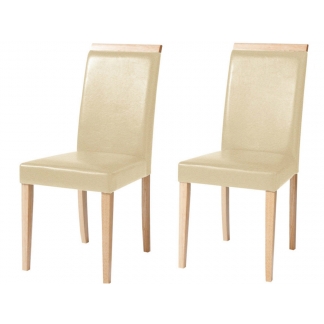 Jídelní židle Reve (SET 2 ks), krémová / přírodní dřevo