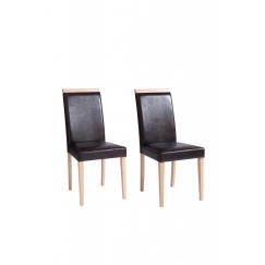 Jídelní židle Reve (SET 2 ks), tmavě hnědá / přírodní dřevo