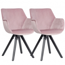 Jídelní židle Ronny (SET 2 ks), samet, růžová - 2