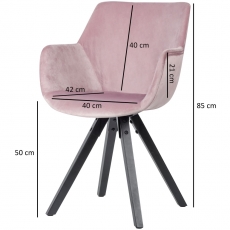 Jídelní židle Ronny (SET 2 ks), samet, růžová - 4