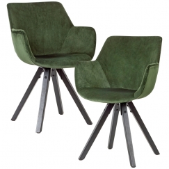 Jídelní židle Ronny (SET 2 ks), samet, zelená