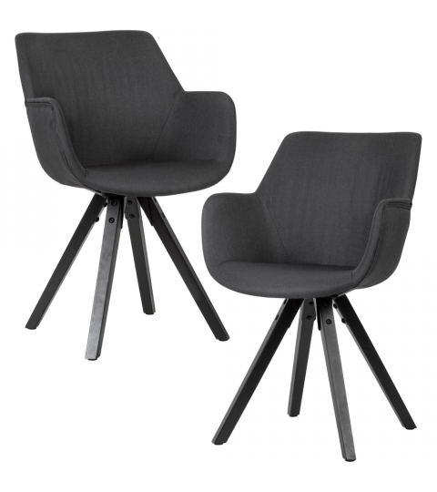 Jídelní židle Ronny (SET 2 ks), textil, černá