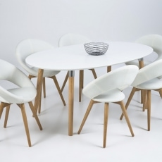 Jídelní židle Round s masivními nohami (SET 2 ks) bílá - 3