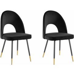 Jídelní židle Roy (SADA 2 ks), samet, černá