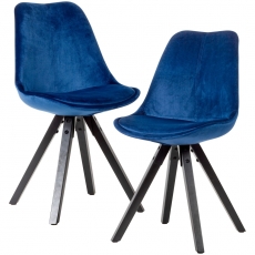 Jídelní židle Ruby (SET 2 ks), samet, modrá / černá - 1