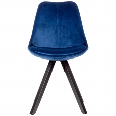 Jídelní židle Ruby (SET 2 ks), samet, modrá / černá - 2