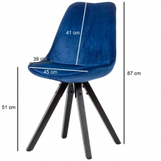 Jídelní židle Ruby (SET 2 ks), samet, modrá / černá - 3