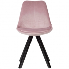 Jídelní židle Ruby (SET 2 ks), samet, růžová / černá - 2