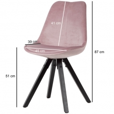 Jídelní židle Ruby (SET 2 ks), samet, růžová / černá - 3