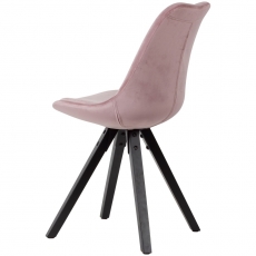Jídelní židle Ruby (SET 2 ks), samet, růžová / černá - 5