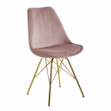 Jídelní židle Ruby (SET 2 ks), samet, růžová - 3