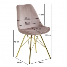 Jídelní židle Ruby (SET 2 ks), samet, růžová - 4