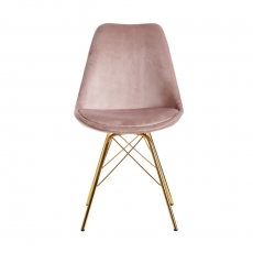 Jídelní židle Ruby (SET 2 ks), samet, růžová - 5