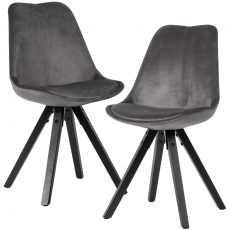 Jídelní židle Ruby (SET 2 ks), samet, šedá / černá - 1