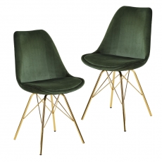 Jídelní židle Ruby (SET 2 ks), samet, zelená - 1