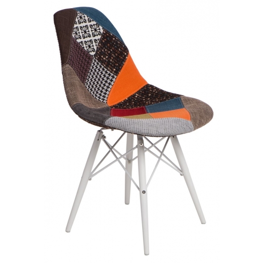 Jídelní židle s bílou podnoží Desire patchwork, barevná - 1