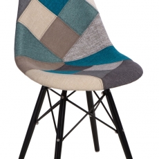 Jídelní židle s černou podnoží Desire patchwork, modrá - 1