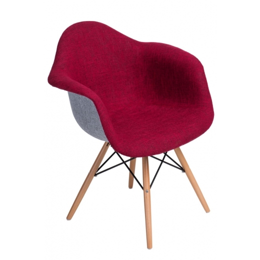 Jídelní židle s dřevěnou podnoží Blom čalouněná, šedá/červená - 1