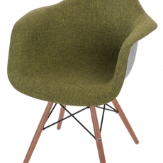 Jídelní židle s dřevěnou podnoží Blom čalouněná, šedá/zelená - 1