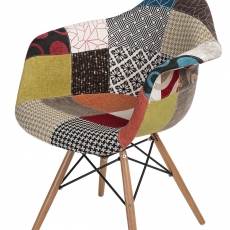 Jídelní židle s dřevěnou podnoží Blom patchwork, barevná - 1