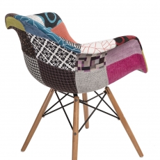 Jídelní židle s dřevěnou podnoží Blom patchwork, barevná - 2