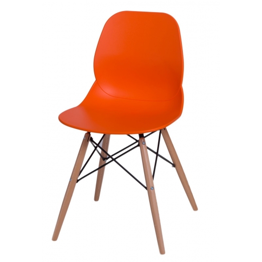 Jídelní židle s dřevěnou podnoží Skikt, oranžová - 1