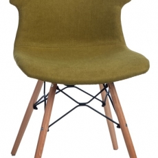 Jídelní židle s dřevěnou podnoží Stolen čalouněná, zelená - 1