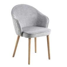 Jídelní židle s dřevěnými nohami Milena, prošívaná, šedá - 1