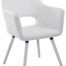 Jídelní židle s područkami Arizona kůže, bílé nohy - 9