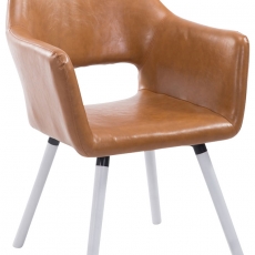 Jídelní židle s područkami Arizona kůže, bílé nohy - 6