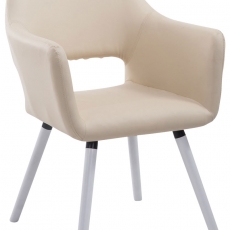 Jídelní židle s područkami Arizona kůže, bílé nohy - 2