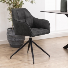 Jídelní židle s područkami Brenda, textil, antracitová - 8