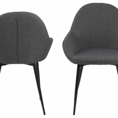 Jídelní židle s područkami Candis (SET 2 ks), textil, šedá - 3
