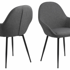 Jídelní židle s područkami Candis (SET 2 ks), textil, šedá - 1