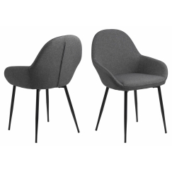 Jídelní židle s područkami Candis (SET 2 ks), textil, šedá