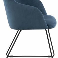 Jídelní židle s područkami Casablanca (SET 2 ks), samet, modrá - 3