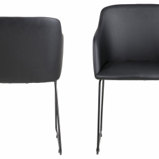 Jídelní židle s područkami Casablanca (SET 2 ks), syntetická kůže, černá - 2