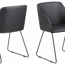 Jídelní židle s područkami Casablanca (SET 2 ks), syntetická kůže, černá - 1