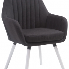 Jídelní židle s područkami Fiona textil, bílé nohy - 4