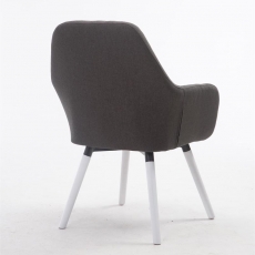 Jídelní židle s područkami Fiona textil, bílé nohy - 9