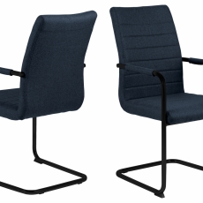 Jídelní židle s područkami Gudrun (SET 2 ks), textil, tmavě modrá / černá - 1