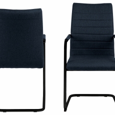 Jídelní židle s područkami Gudrun (SET 2 ks), textil, tmavě modrá / černá - 6