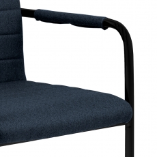 Jídelní židle s područkami Gudrun (SET 2 ks), textil, tmavě modrá / černá - 7