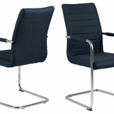 Jídelní židle s područkami Gudrun (SET 2 ks), textil, tmavě modrá - 1