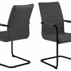 Jídelní židle s područkami Gudrun (SET 2 ks), textil, tmavě šedá / černá - 1