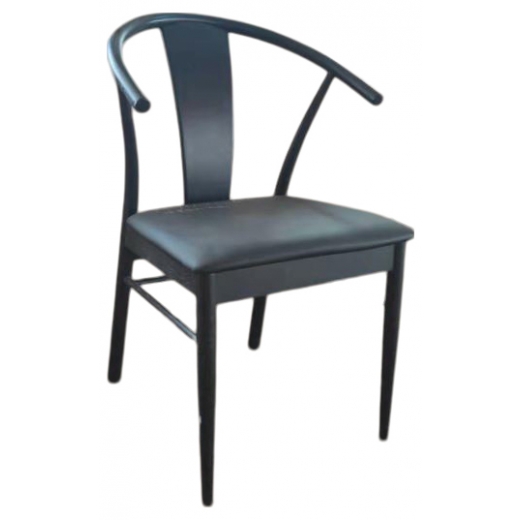 Jídelní židle s područkami Janik (SET 2 ks), syntetická kůže / dub, černá - 1