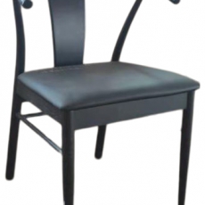 Jídelní židle s područkami Janik (SET 2 ks), syntetická kůže / dub, černá - 1