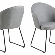 Jídelní židle s područkami Mitez, textil, světle šedá - 1