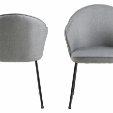 Jídelní židle s područkami Mitez, textil, světle šedá - 3