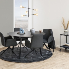 Jídelní židle s područkami Naya, textil, tmavě šedá - 3
